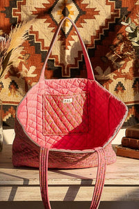Pol - Bohemian Roomy Fit Floral Print Woven Tote Bag