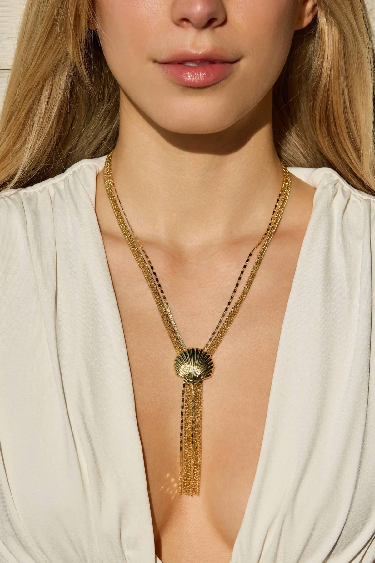 Adriana Pappas - Women's Scallop Shell Lariat Necklace