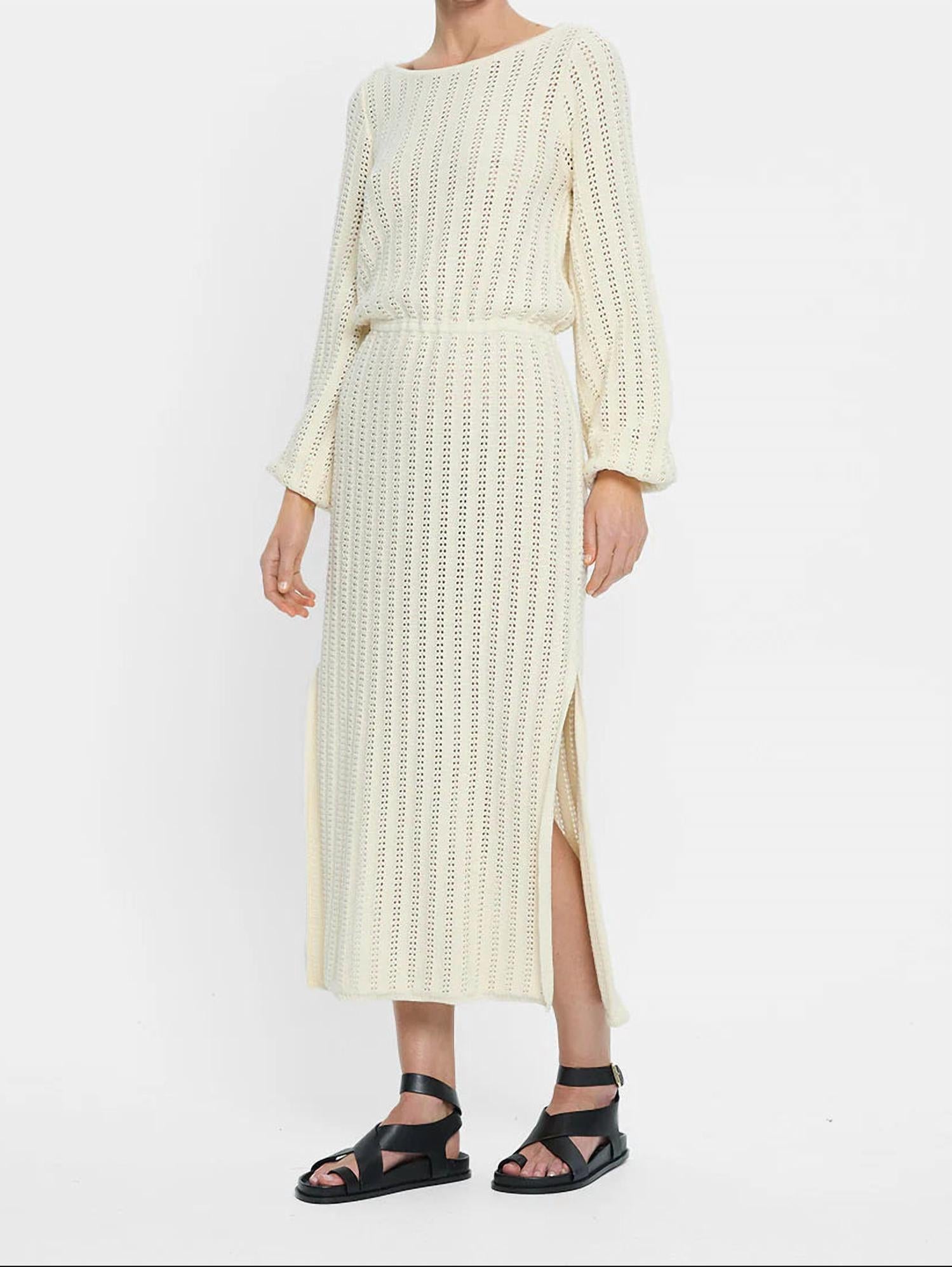 KIVARI Noa Knit Dress in cream - women's dress