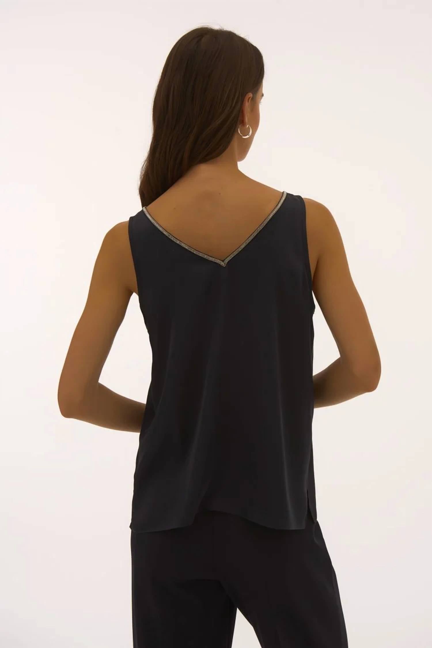 Joseph Ribkoff - Satin Sleeveless Top With Rhinestone Trim