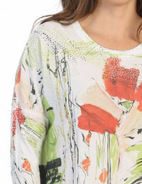 Jess & Jane - Celine Button Accent Side Slit Top