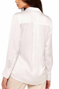 Apricot - Long Sleeve Satin Button Down Shirt