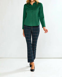 InCashmere Long Sleeve Cotton Knit Shirt in evergreen - women's shirt - view 4