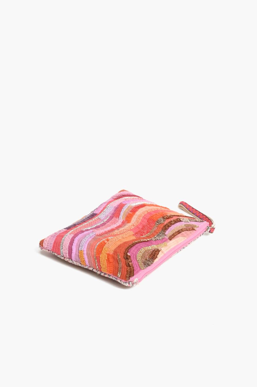 America & Beyond - Women's Ombre Embellished Top Zip Clutch