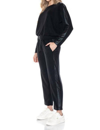 ariella Straight Leg Pant W/ Pleather Detail in black - women's pants - view 5