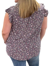 Kori - Floral Frill Collar Top