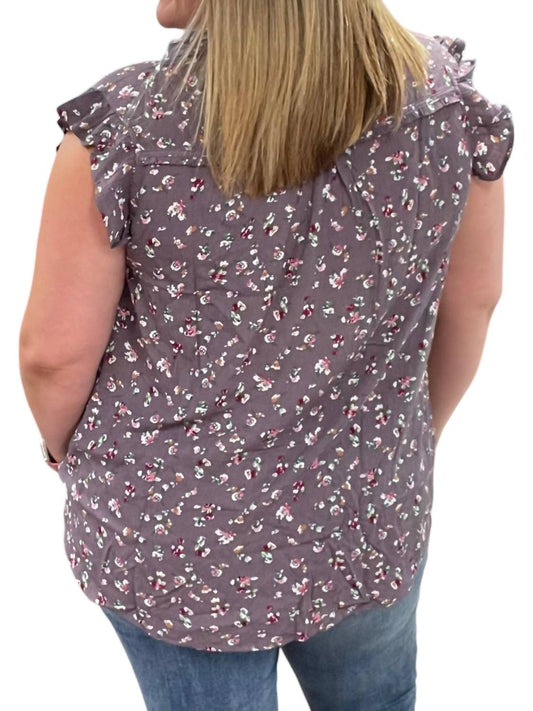 Kori - Floral Frill Collar Top