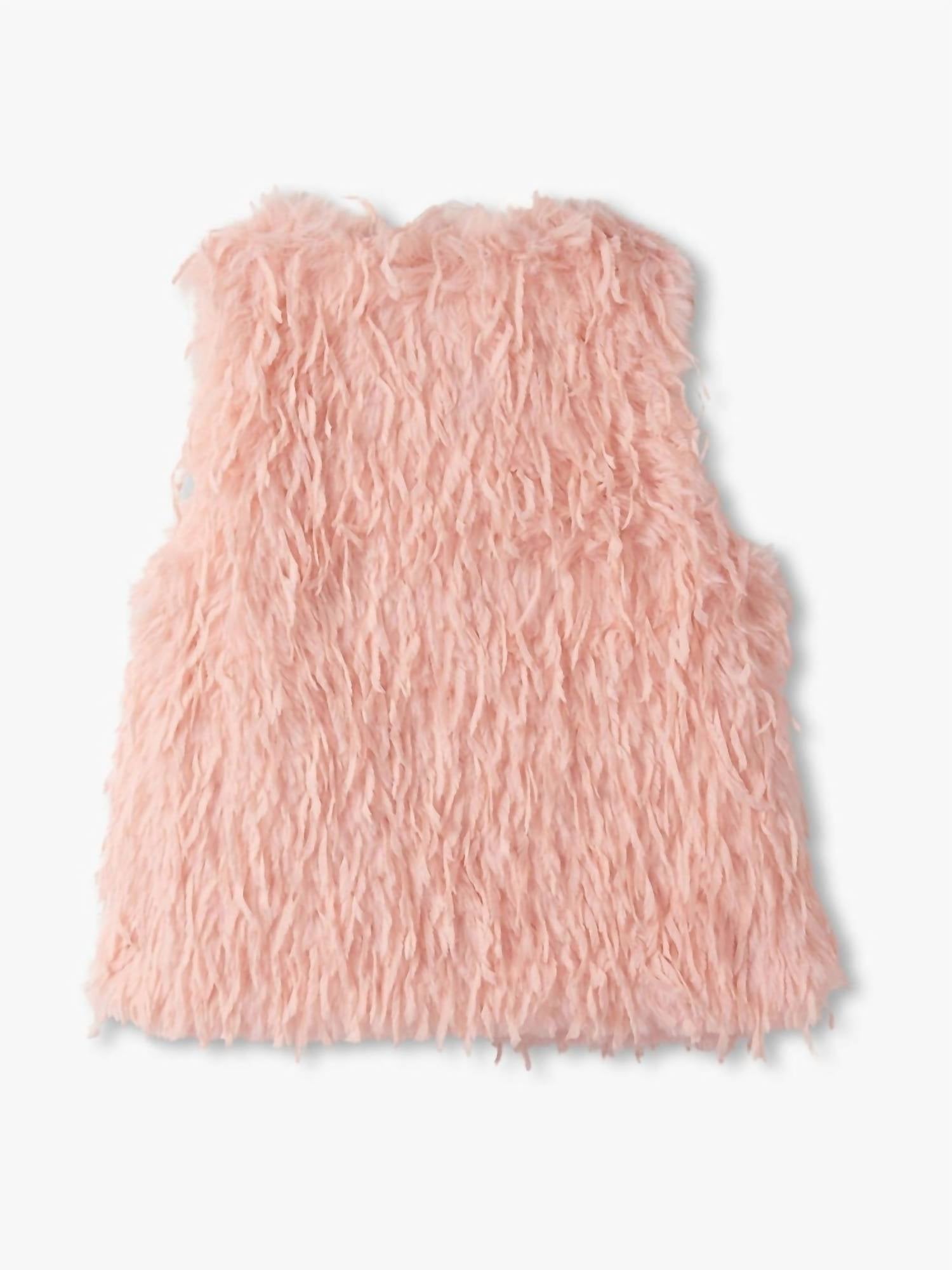 Hatley Feather Faux Fur Vest in pink - kids' blouse - view 6