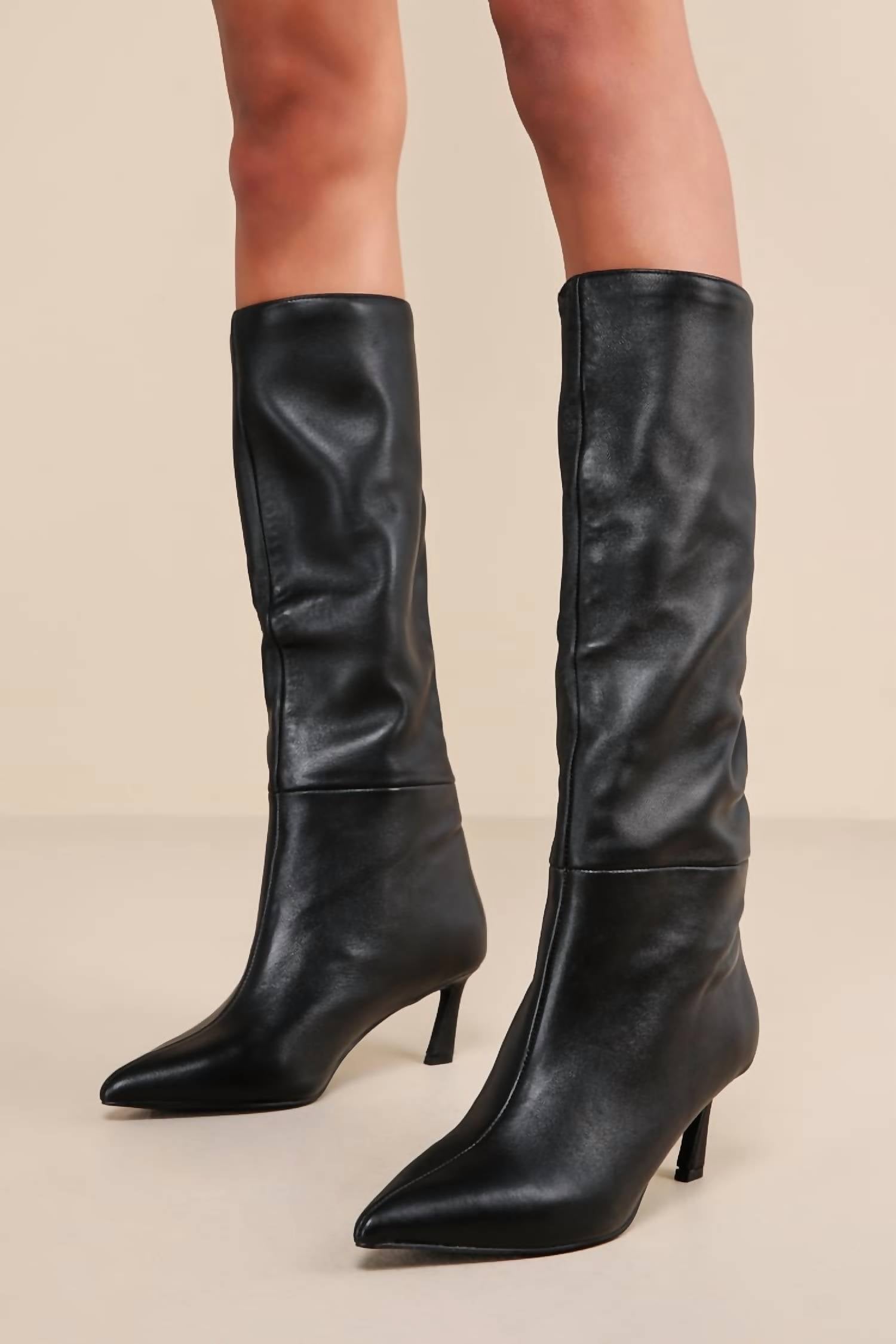 STEVE MADDEN Women's Lavan Kitten Heel Knee High Boots in black - women's shoe - view 4