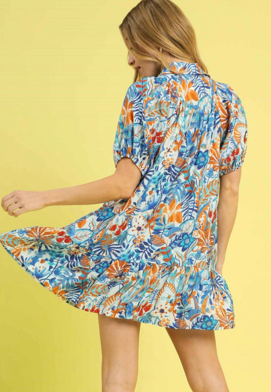 Umgee - Tropical Floral Tiered Mini Dress