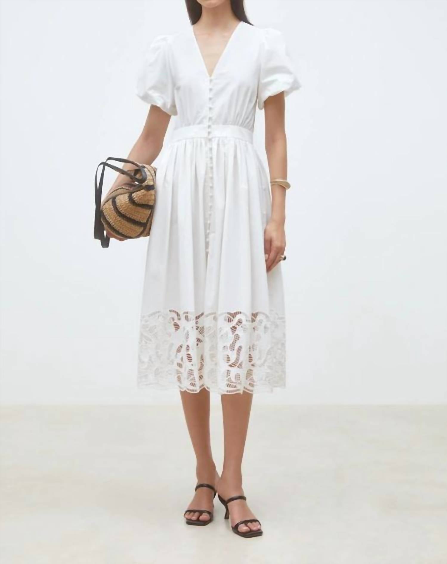Suncoo - Cecily Embroidered Poplin Midi Dress