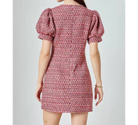 Endless Rose - Women's Tweed Puff Sleeve Mini Dress