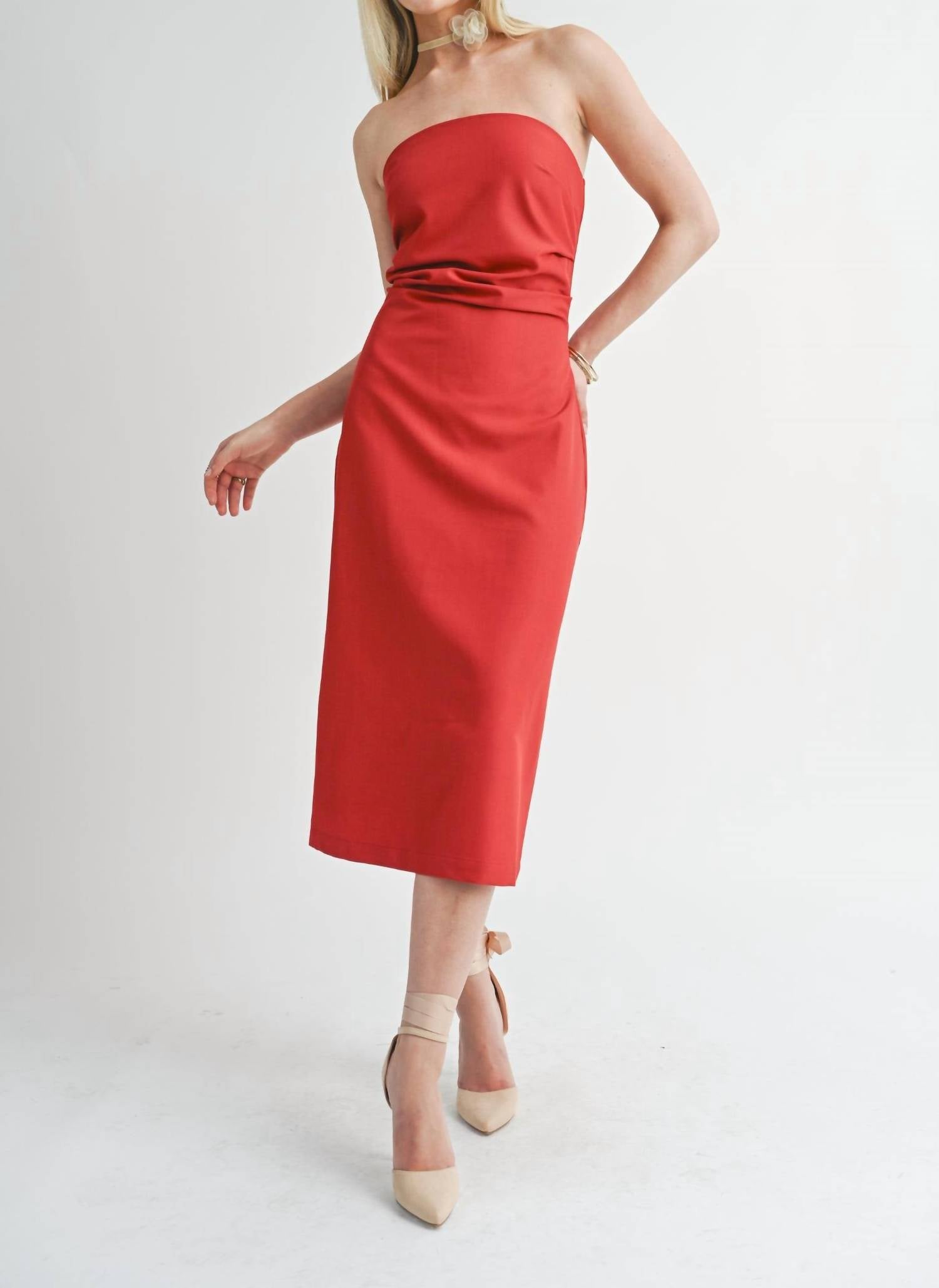 Sage The Label - Take Action Pleated Tube Midi Dress