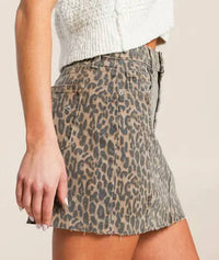Hidden - Cheetah Denim Mini Skirt