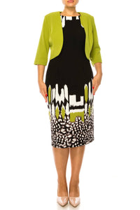 Maya Brooke - Abstract Print Cropped Jacket Dress