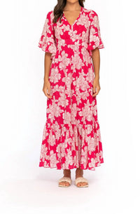 Tolani - Ruffle Sleeve And Hemline Maxi Dress