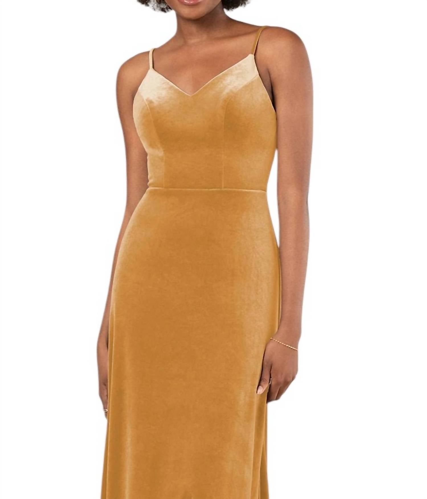 Sorella Vita - Plush Velvet A-Line Bridesmaid Dress with Floor-Length Skirt