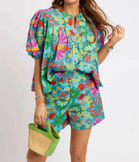Karlie - Button Detail Tropical Shorts
