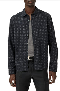 John Varvatos Luca Long Sleeve Button Placket Shirt in black - men's shirt