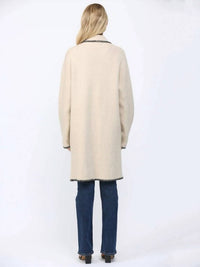 Fate - Contrast Whipstitch Notched Collar Open Cardigan