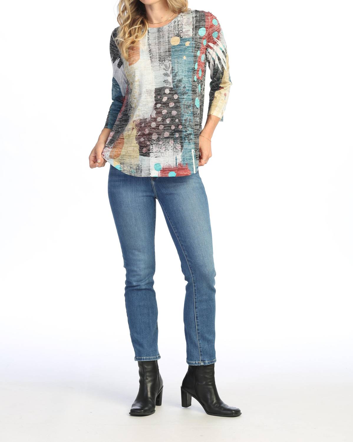 Jess & Jane - Burnout Rounded Hem Top