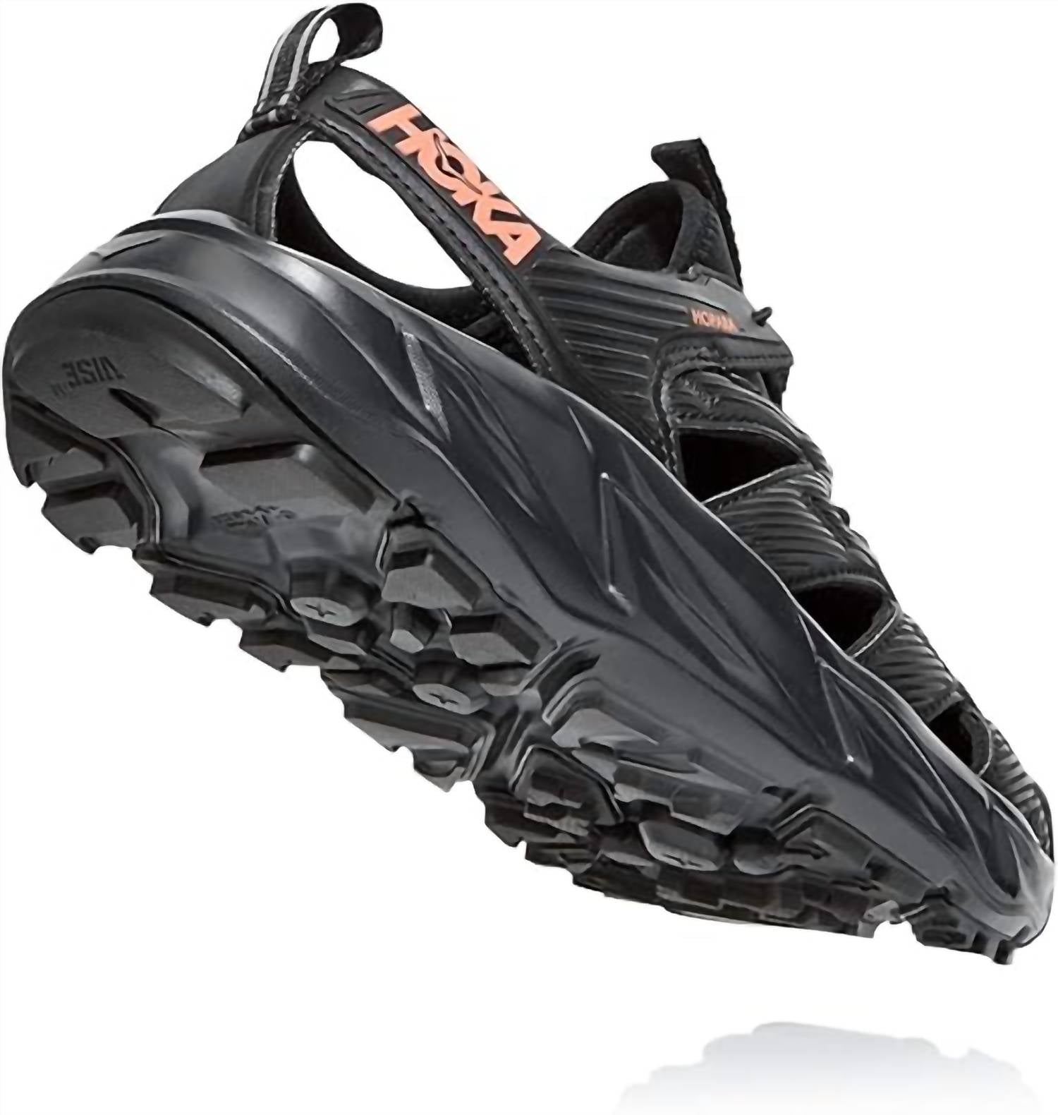 Hoka Women's Hopara Hiking Sandals in black fusion coral 1 - women's sandal - alternate view