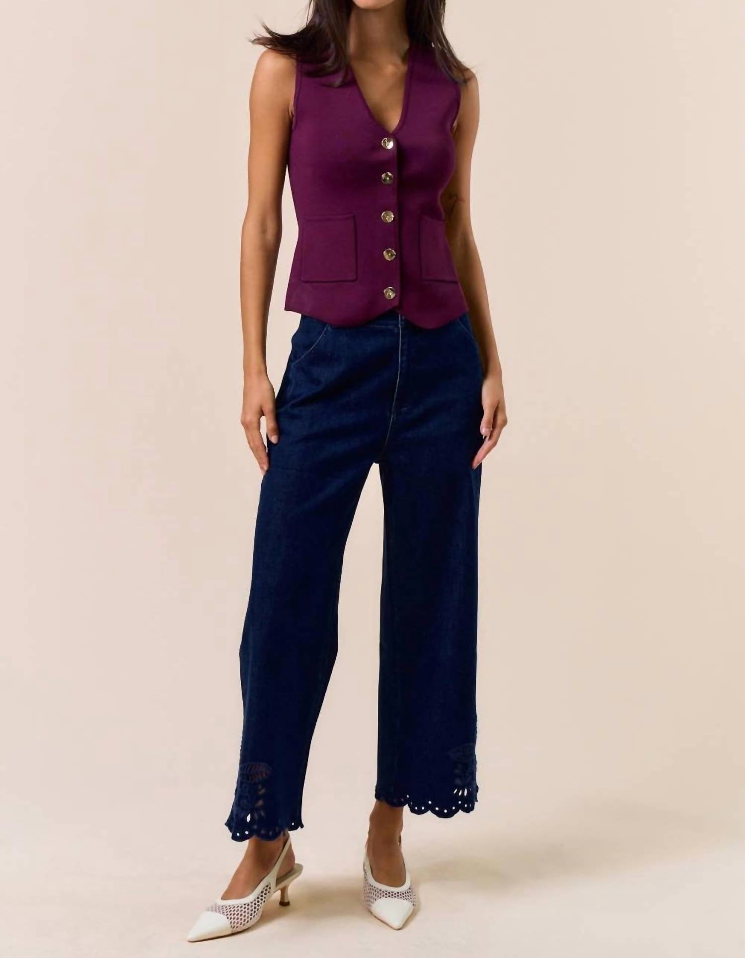 Lalavon - Knit Vest with Buttons