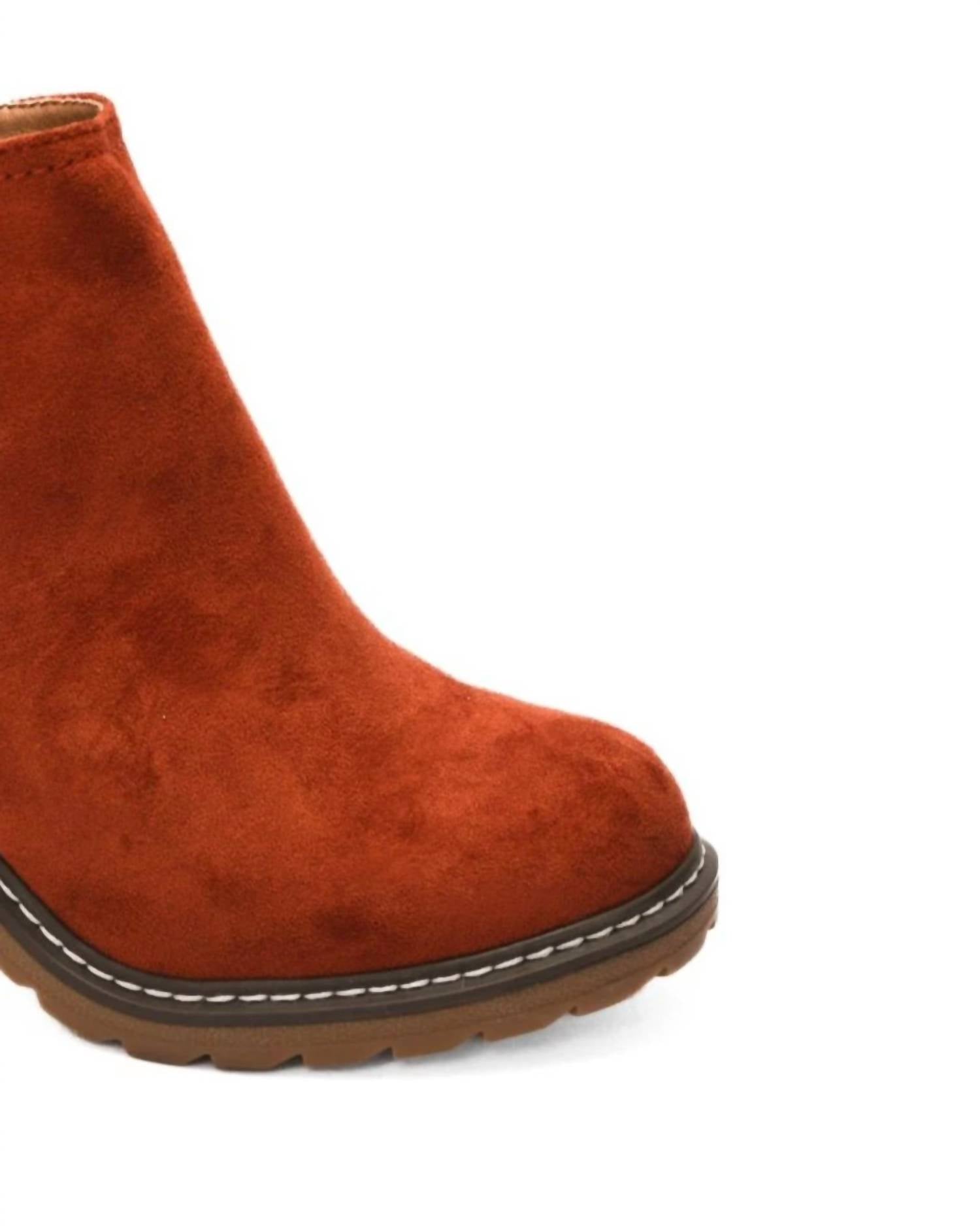 Corkys Footwear Women's Bite Me Ankle Boots in rust - women's shoe - detail view