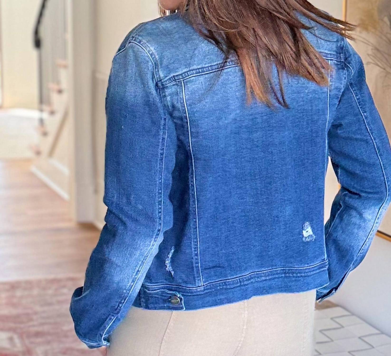 RISEN Classic Charm Denim Jacket in blue - women's jacket - alternate view