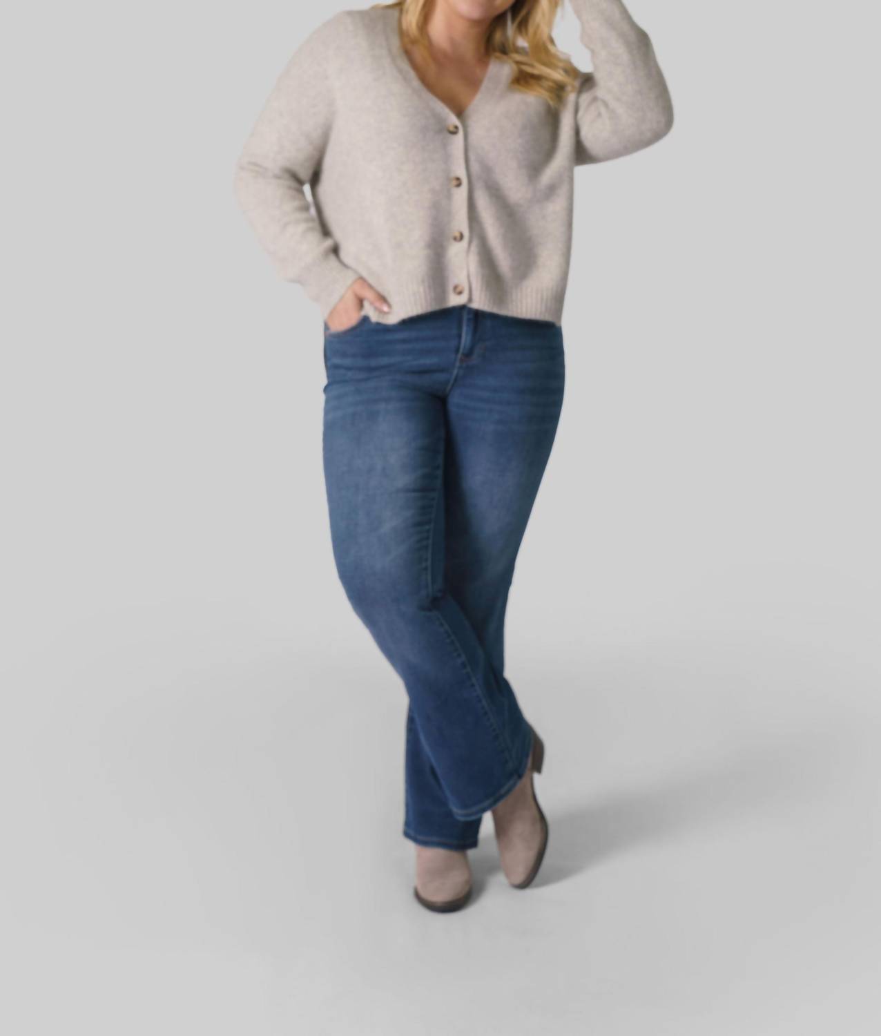 Estheme - Side Slit Grandpa Cardigan - Plus