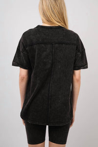 Very J - Comfy Washed Biker Top And Short Set