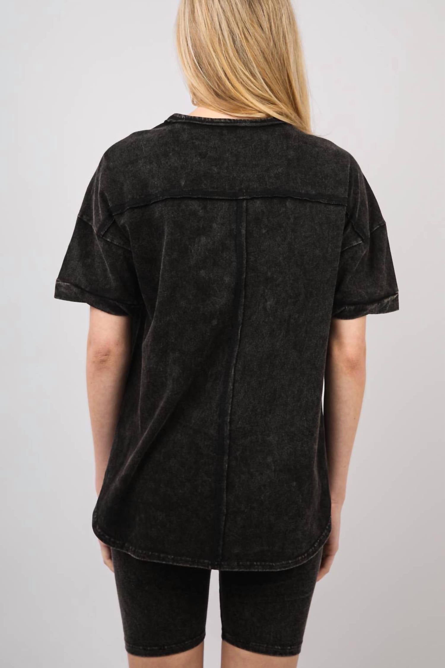 Very J - Comfy Washed Biker Top And Short Set