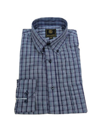 F/X Fusion Men's Button Plaid Shirt in purple grey blue - men's shirt