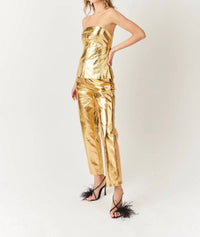 Amylynn - Metallic Leather Tube Top