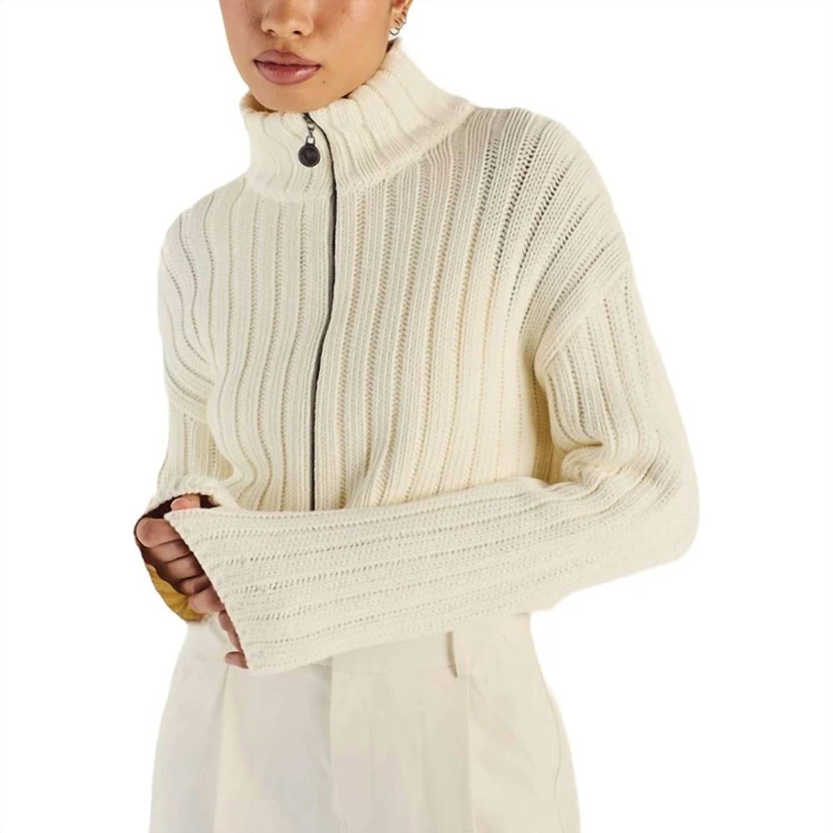Malbon Golf - Allegra Chunky Knit Zip Up