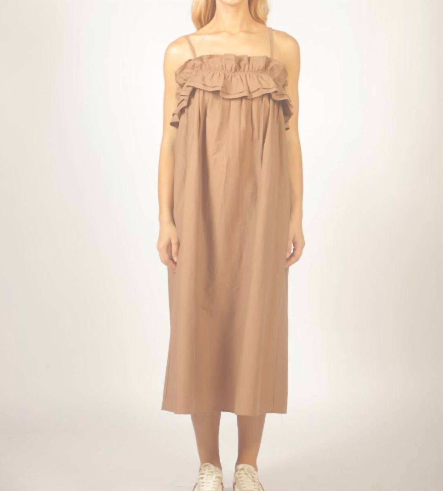 See U Soon - Strappy Maxi Dress With Ruffle Bodice