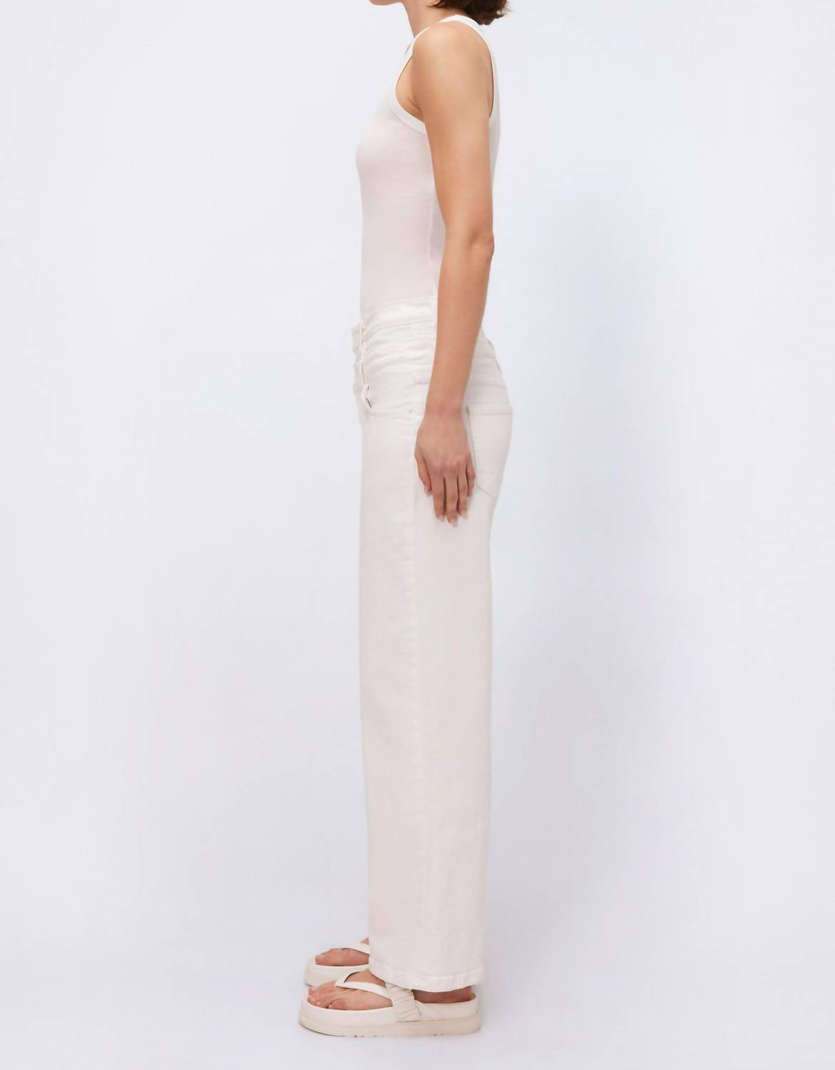 SIMKHAI Kove Wide-leg Jeans in white - women's jeans