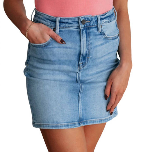 Hidden - High Waist Pencil Denim Skirt