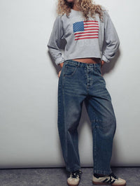 Urban Daizy - Dirty Wash Barrel Leg Jeans