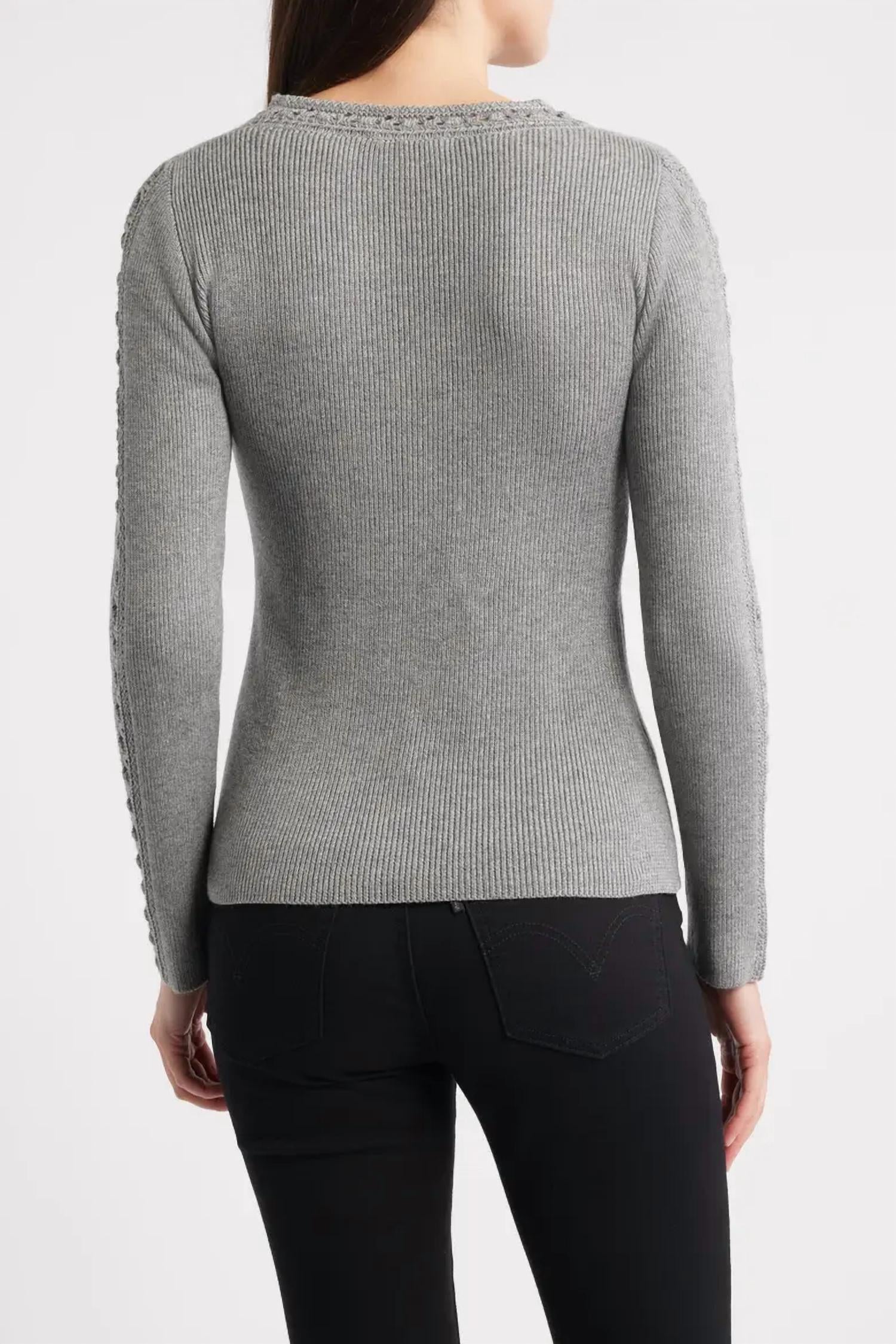 Zoe And Claire - V-neck Button Up Sweater