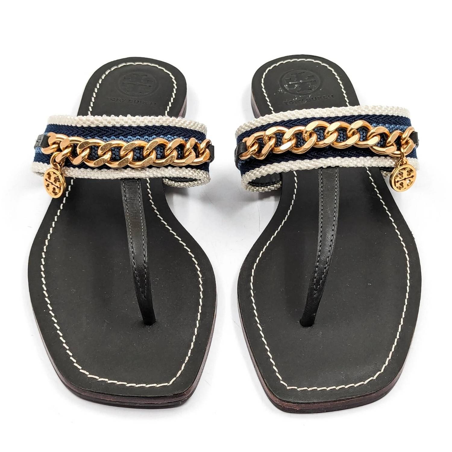 TORY BURCH Women's Mini Benton Chain Thong Sandals in poblano - women's sandal - alternate view