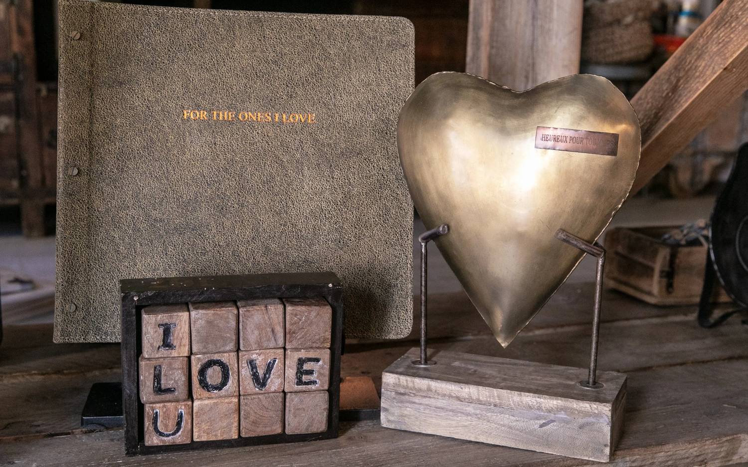 Sugarboo & Co. - Metal Heart Sculpture with Reclaimed Wood Base