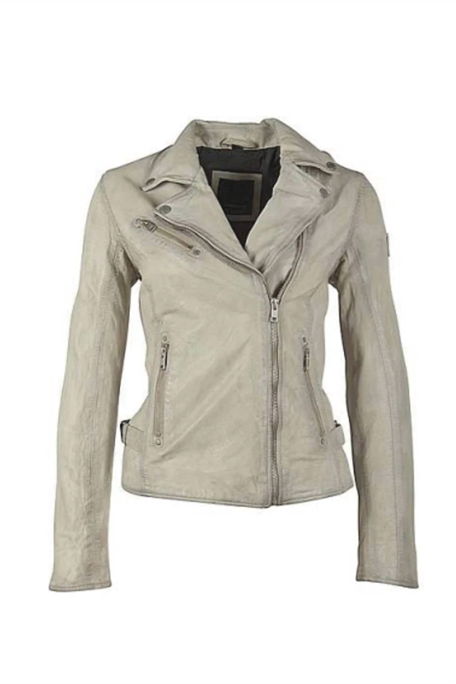 MAURITIUS Women's Maysie Rf Leather Jacket in off white - women's jacket