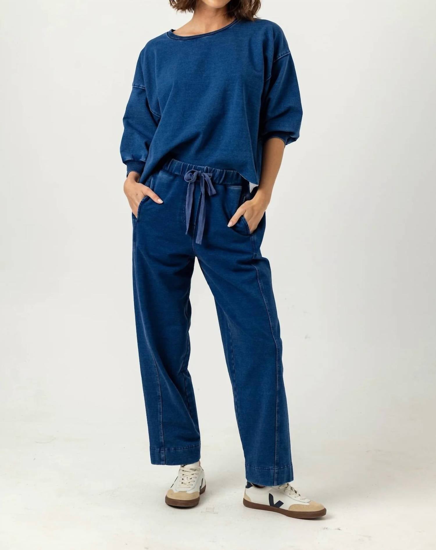 sundays Kelly Three Quarter Sleeve Pullover in denim - women's top - view 4