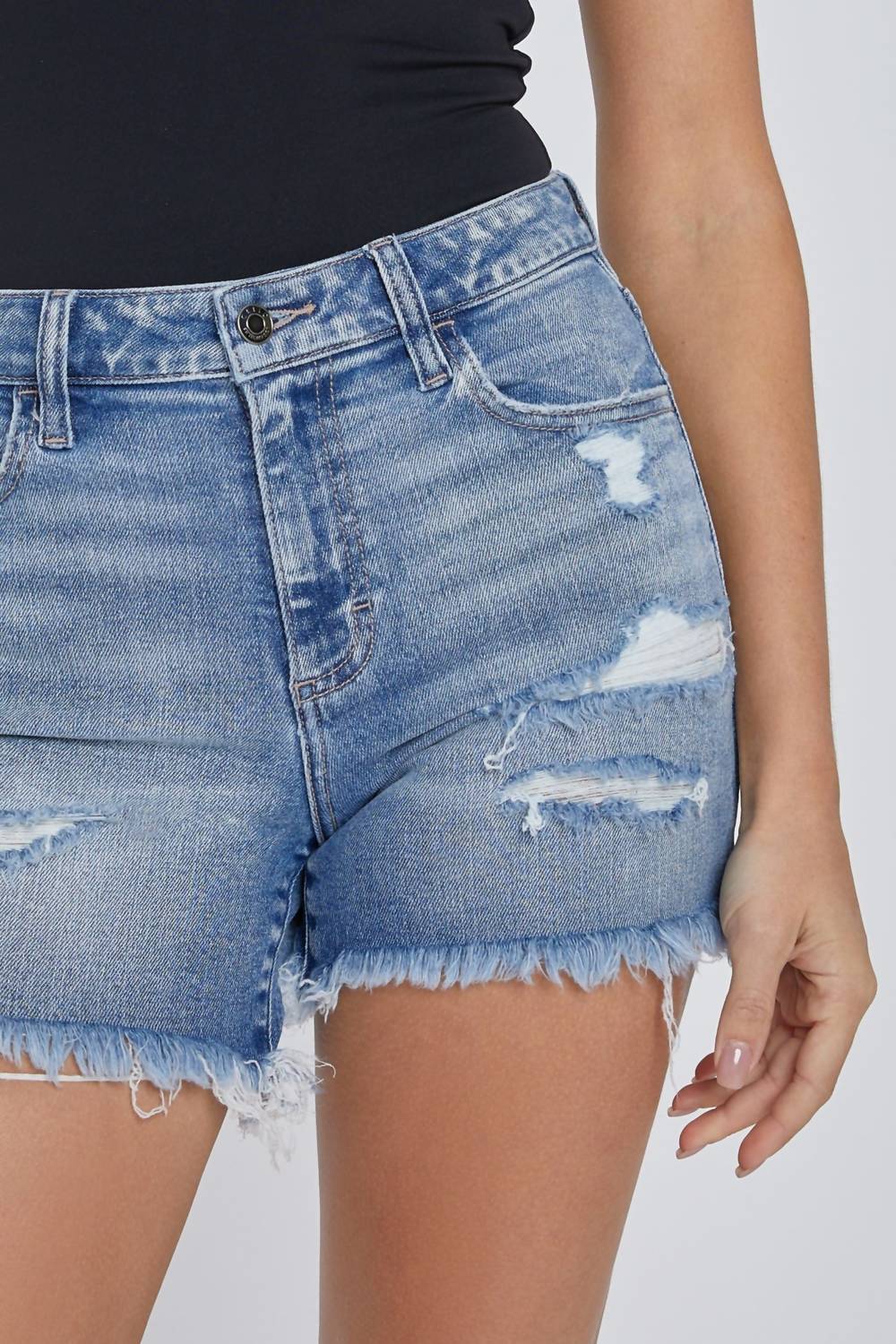Cello - Denim Boyfriend Fray Shorts