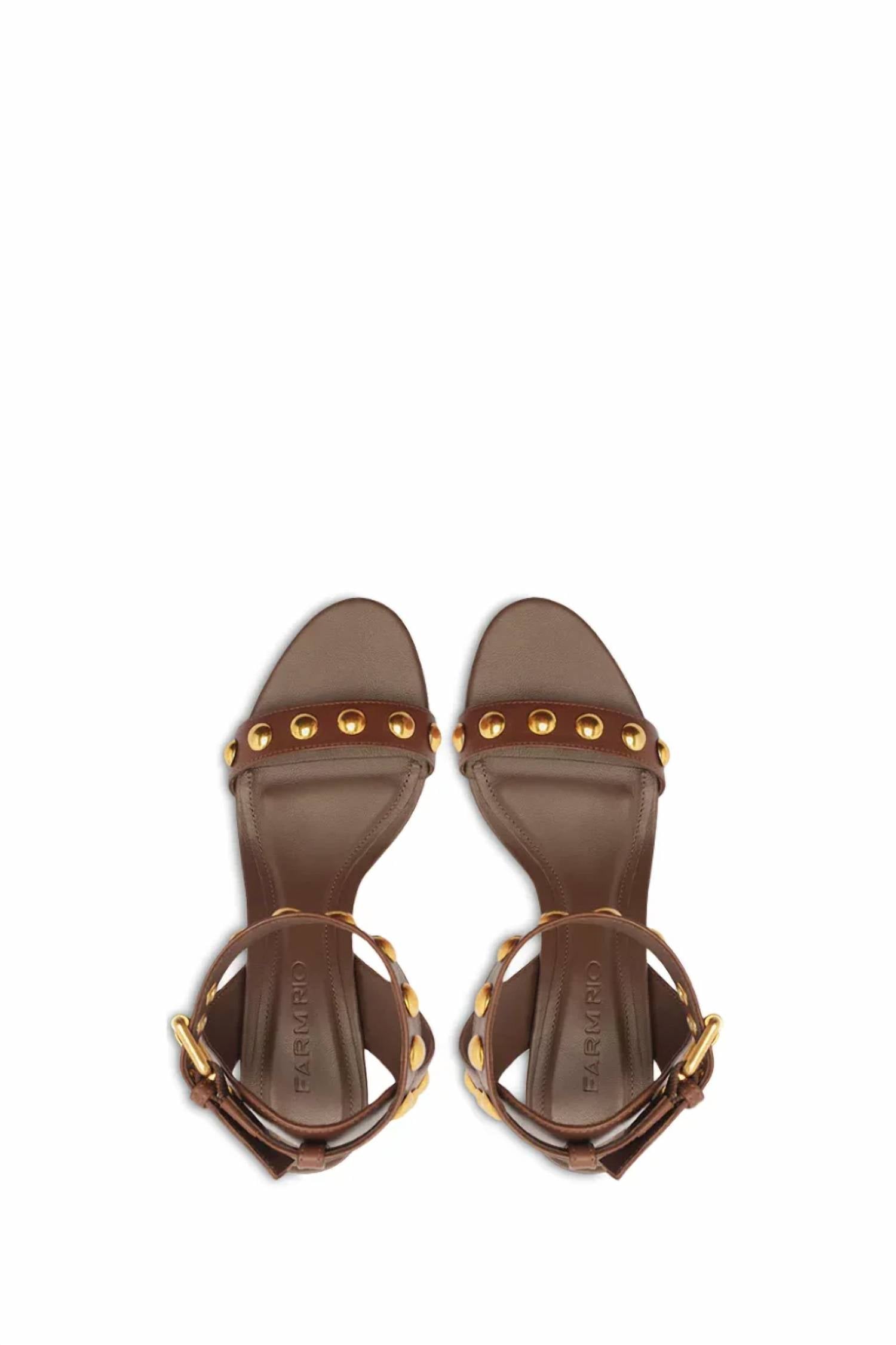Farm Rio - Women's Leather Studded Block Heel Sandals
