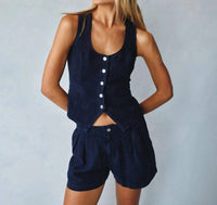 Bella Dahl Pleated Shorts in navy - women's shorts