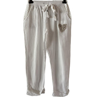 Made in Italy Amore Linen Pants in italy amore linen pants in white - women's pants - view 4