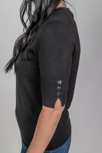 Vine & Love - Ava Button Detail Knit Sweater Top