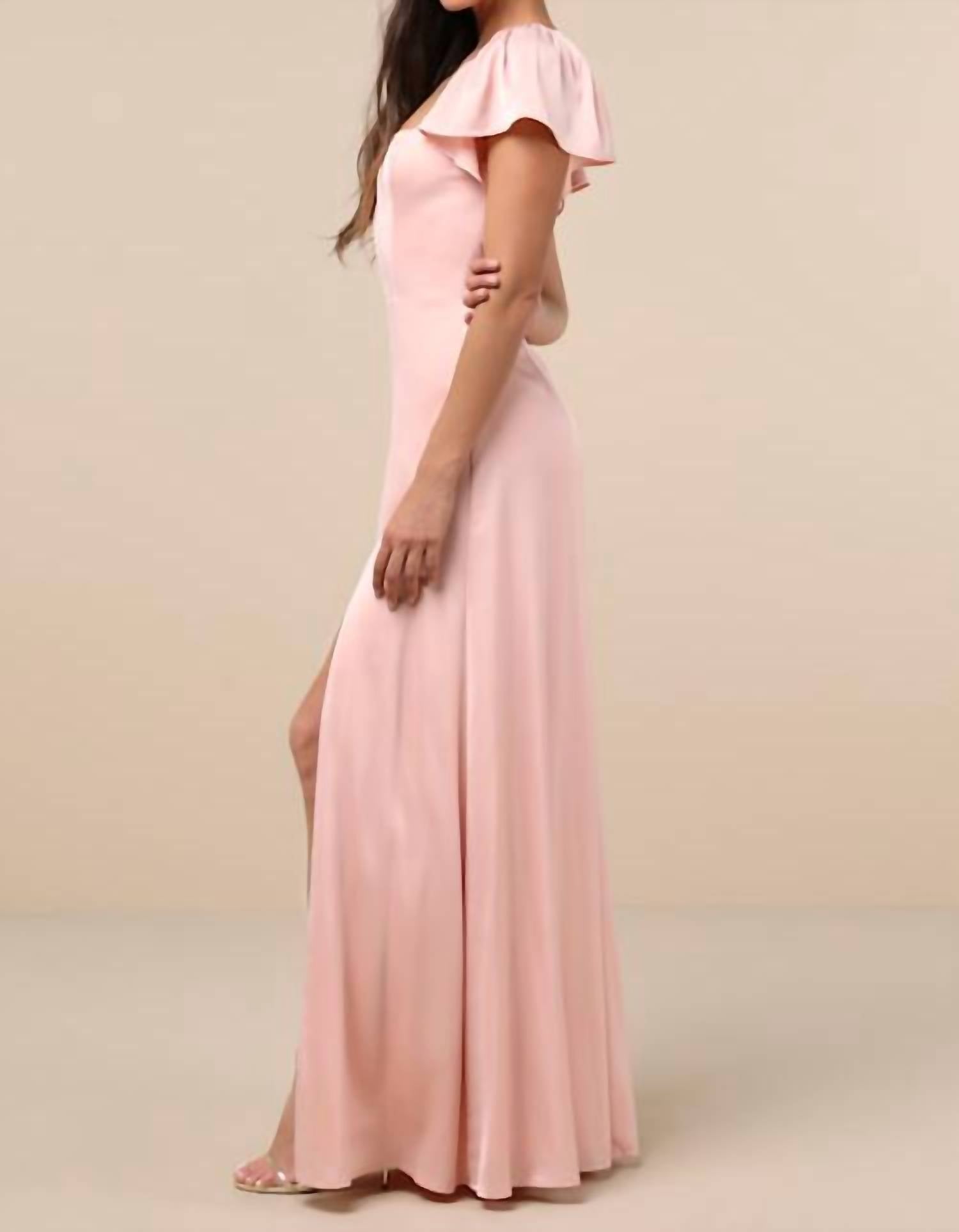 Lulus Women's Ultimate Sweetness Flutter Sleeve Maxi Dress in light pink - women's dress - alternate view